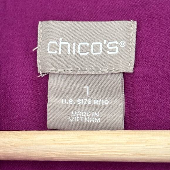 Chico's Button Front Short Sleeve Tunic Purple 8 - Picture 8 of 9